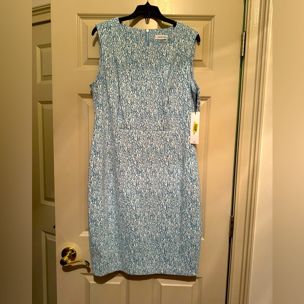 New with Tags Calvin Klein Baby Blue & White Dress